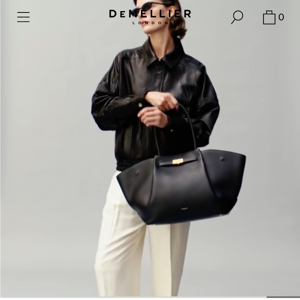 DeMellier Elegant Black Tote with Gold Detail - Picture 4 of 10